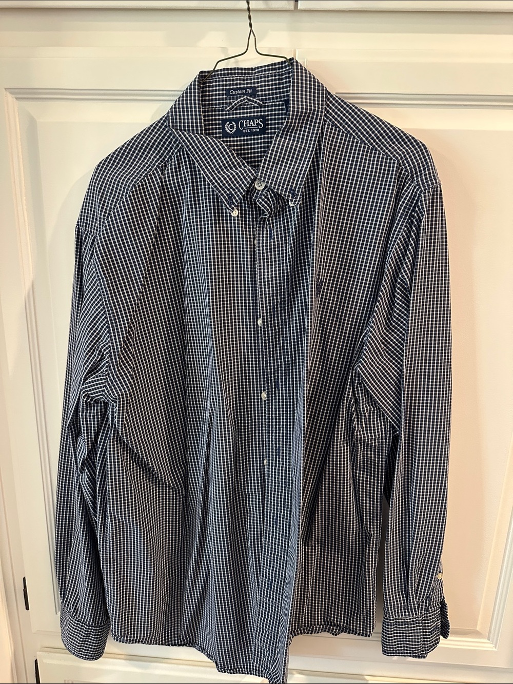 Chaps Navy & White Check Button-Down Shirt